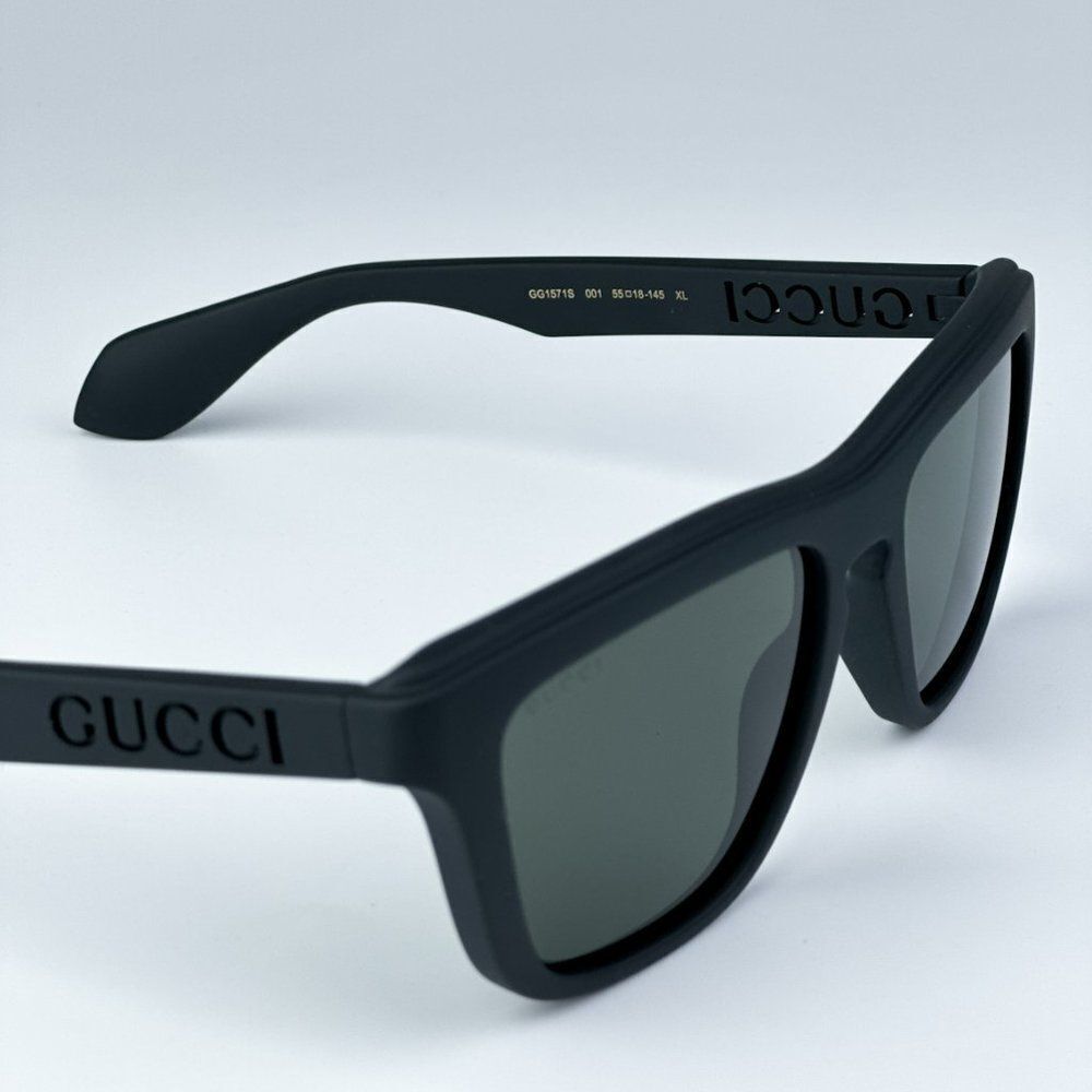 NEW Gucci GG1571S 001 Black Grey Unisex Square Sunglasses GG 1571S - Picture 9 of 11